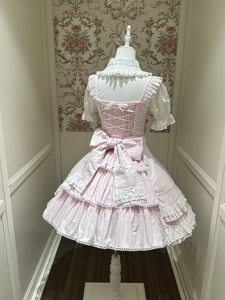 Snowy Pink Cotton JSK Dress with Ruffle Edging - image 2