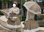 Lyre Academy - Classic Lolita 2-Fold Parasol, Lyre Print and Embroidered Trim - image 12
