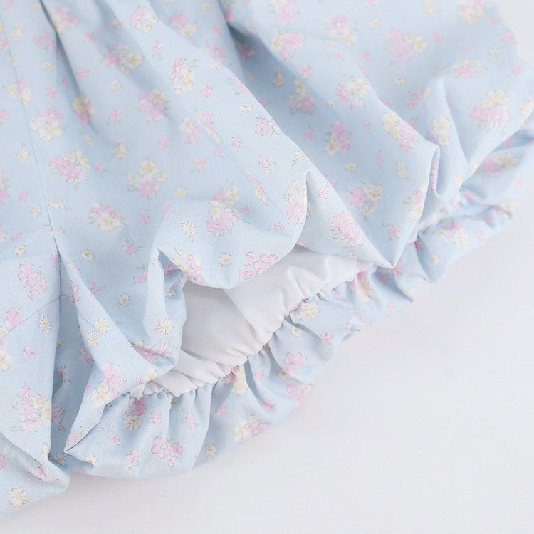 Blue Floral Print Bubble Shorts - serendipity - image 5