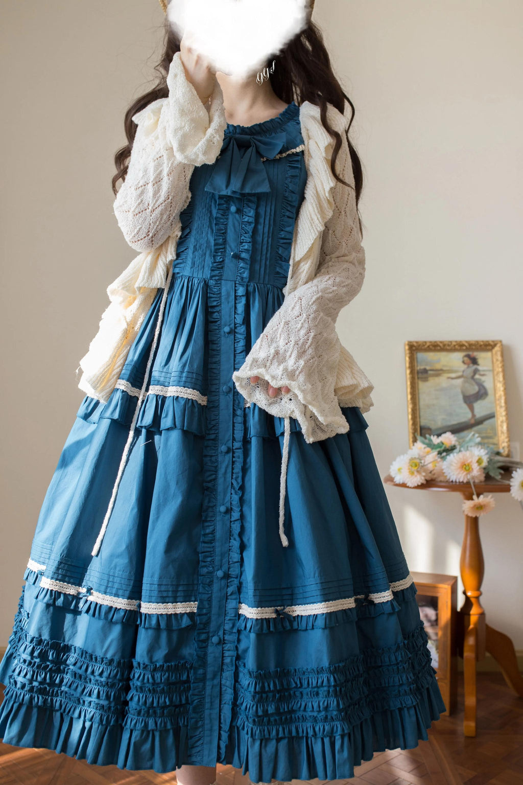 Sunset Bouquet - Elegant Lolita Cardigan, Flounce Hem - image 17