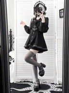 Black Sailor-Collar Jirai Kei Dress, Shorts and Tie Set - image 6