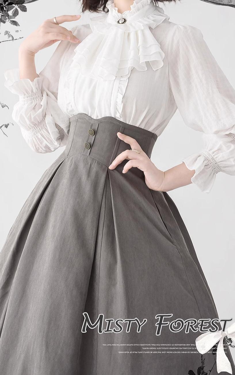 Misty Forest Elegant Vintage Lolita Fishbone Long Skirt and Vest - image 14