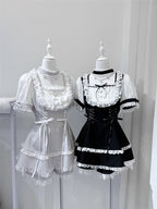 Shirohato Gray and White Ryousangata Dress Choker and Shorts Set - image 4