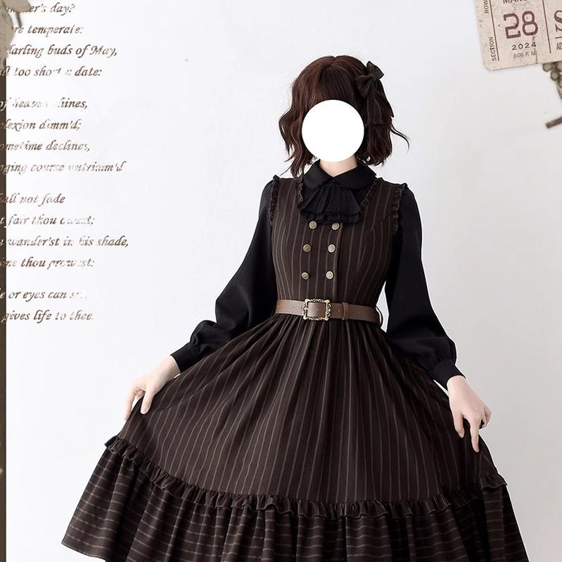 Little Manor - Classical Lolita JSK Dress & Long Sleeve Blouse - image 6