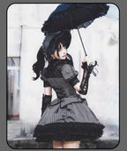 Striped Cross - Gothic Coordinated Lolita Set, Adjustable Blouse & Skirt - image 46