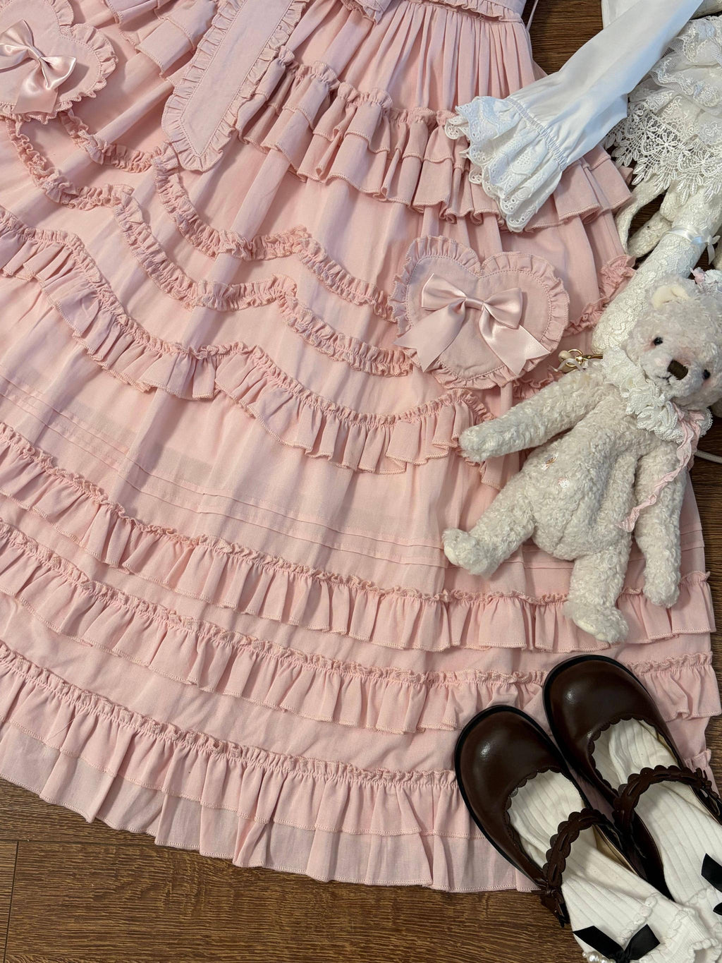 Loveheart - Solid Classic Lolita JSK Dress, Tiered Hem - image 7