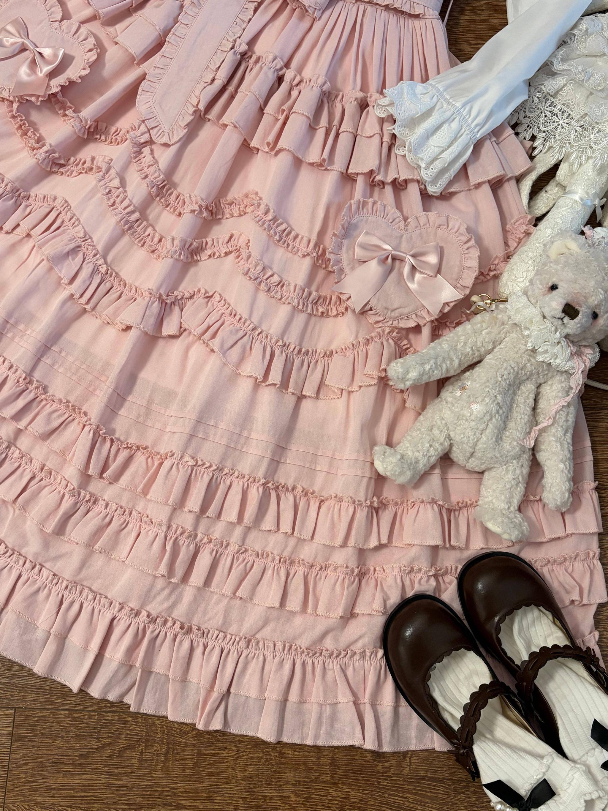 Loveheart - Solid Classic Lolita JSK Dress, Tiered Hem - image 7
