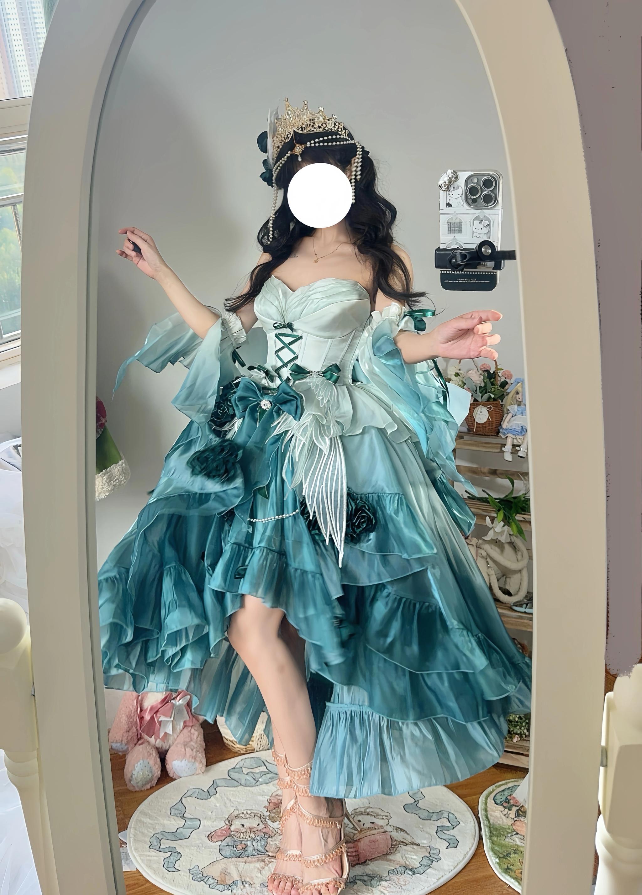 Swan Wonderland - Fairy Lolita JSK with High-Low Hem - image 11