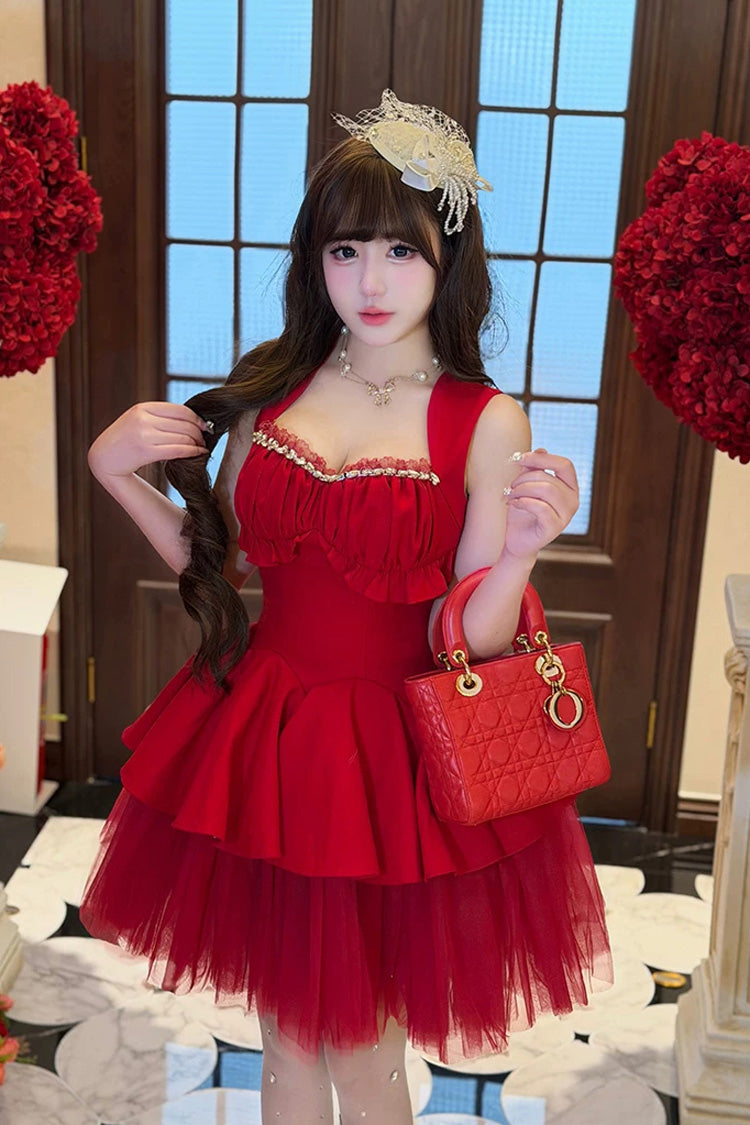 Romantic Rose - Square Collar Sleeveless Ruffled Classic Ballet Lolita Dress - image 15