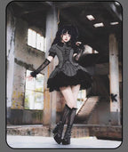 Striped Cross - Gothic Coordinated Lolita Set, Adjustable Blouse & Skirt - image 4