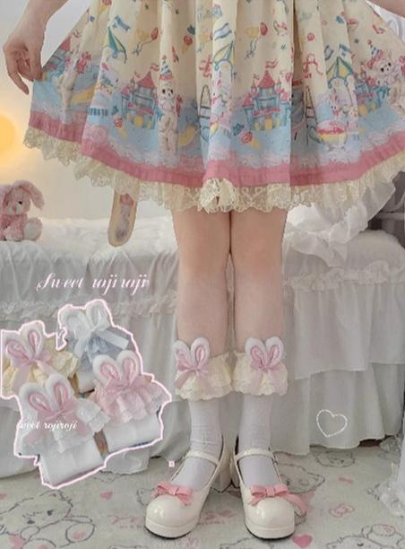 Easter Rabbit Ear Bow Mid-Calf Lolita Socks - image 9