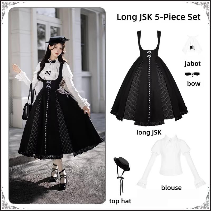 Monochrome Sonata - Classic Lolita Bust-supporting JSK Set, Piano Inspired - image 28