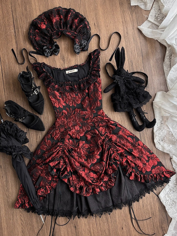 Red and Black Lace Trim JSK Gothic Lily - Miss Point - image 7