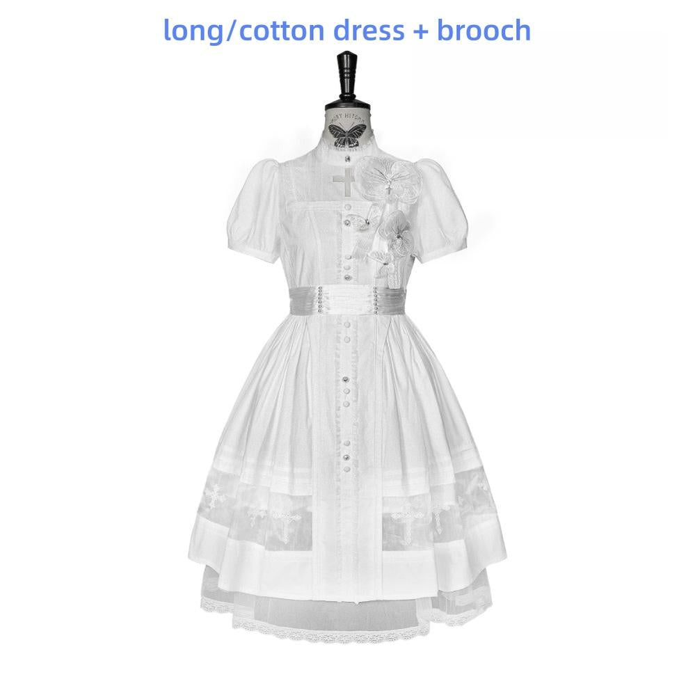 Ghost Orchid - Gothic Lolita OP Dress, Embroidered Cross - image 46