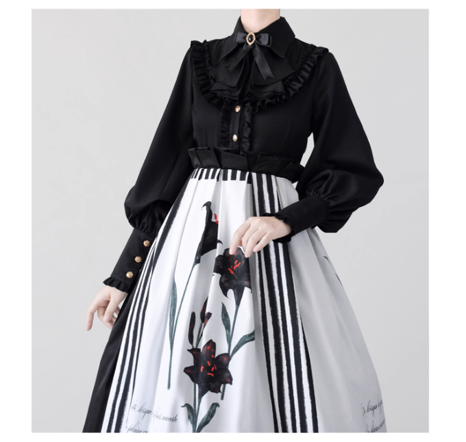 Elegant Lolita Slim Fit Mutton Sleeve Blouse - image 36