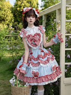 Scarlet and Navy Cherry Polka-Dot Lace JSK - Rosede Cheese - image 2