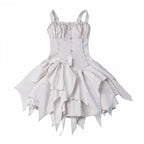 Off-White Asymmetric Cami Dress with Ruffle and Bow - image 2