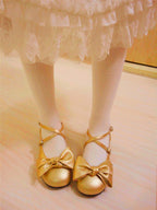 Bow and Low Heel Cross Band Lolita Leather Shoes - image 11