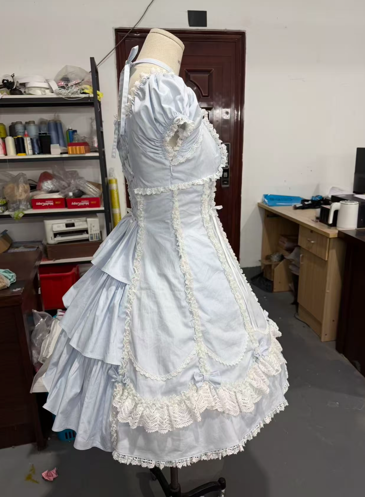 Cotton Old School Lolita Lace OP Dress, Three-tiered Back and Accessories - image 6
