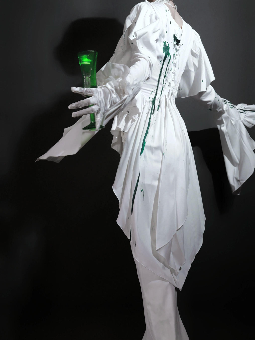 Echo of Deep Sea - Satin Ouji Lolita Trailing Blouse, Solid or Blood Stain Style - image 29