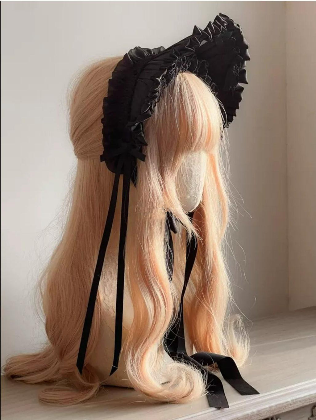 Elegant Lolita Bonnet Black Ribbon BNT - image 1