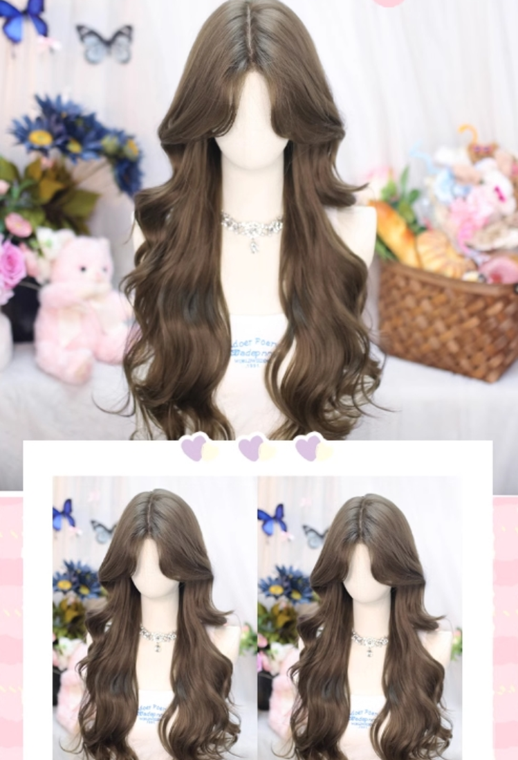 Flower Season - 70cm Long Curly Lolita Wig with Curtain Bangs - image 5