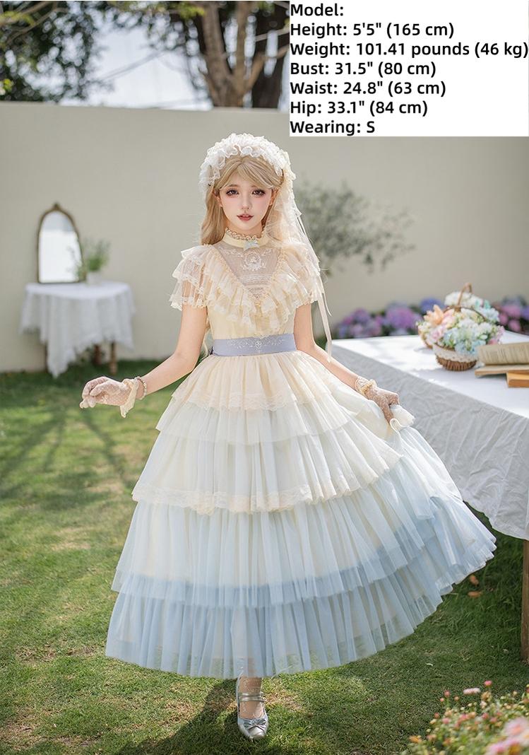 True Vow Embroidered Classic Lolita Dress with Layered Gradient Hem and Accessories - image 11