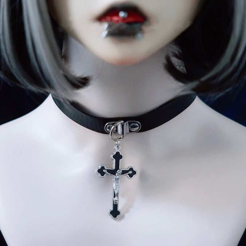 Gothic Lolita Cross Leather Choker - image 20