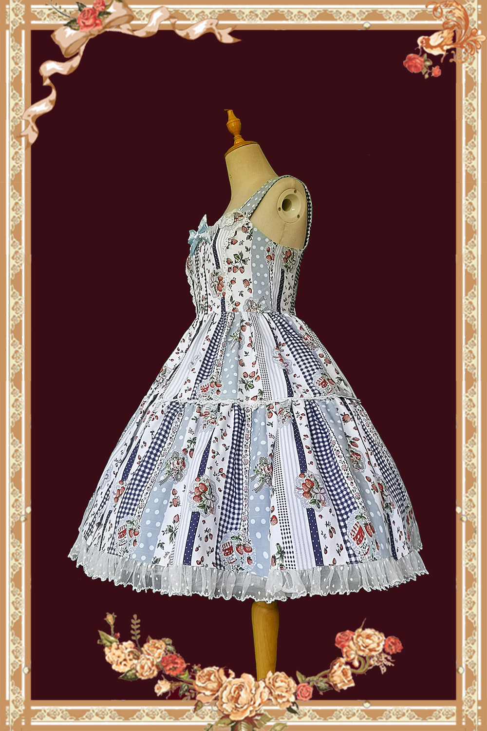 Strawberry Plaid - Sweet Lolita JSK Dress - image 6