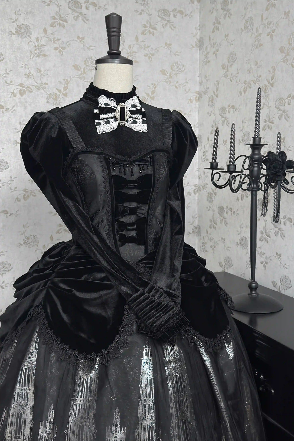 Gothic Cathedral Velvet Lace Corset Lolita JSK and Jacket Set - image 4