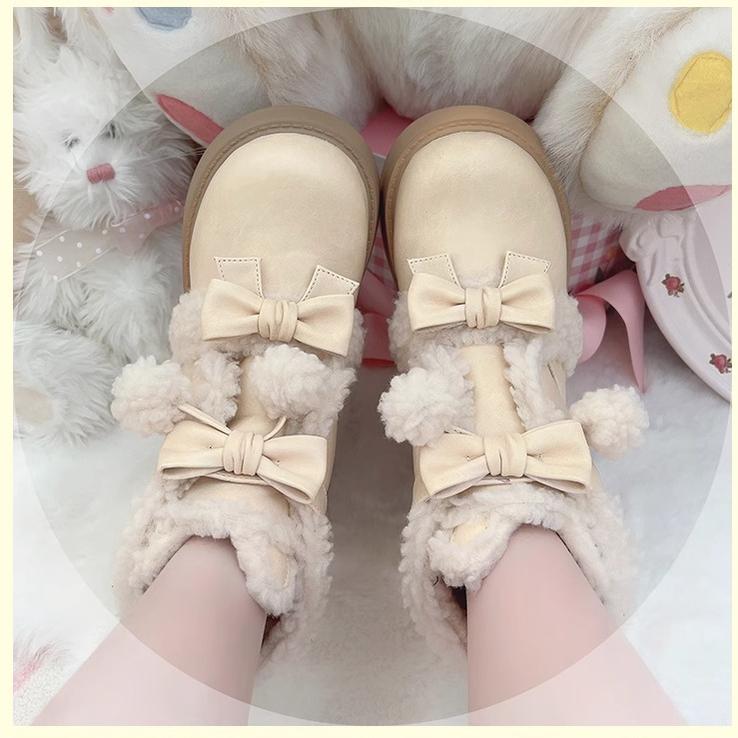 Furry Bear - Winter Cute Lolita Short Snow Boots - image 12