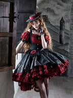 Red Black Gothic Underbust JSK and Off Shoulder Blouse Set - image 6
