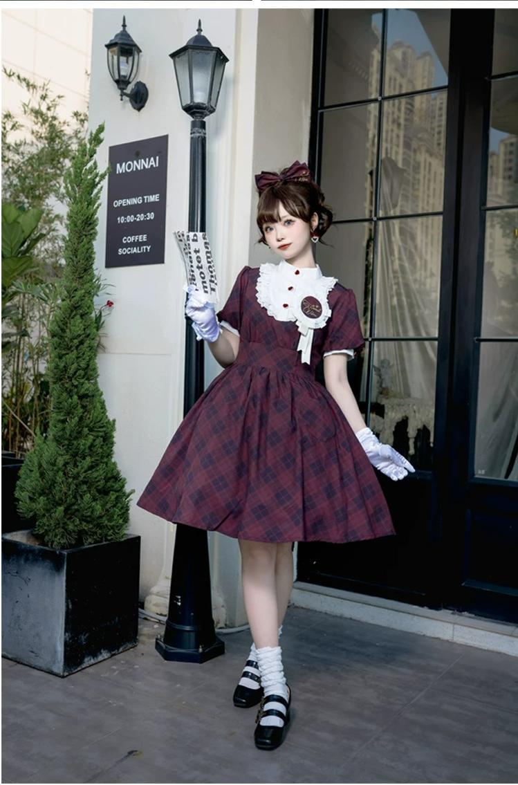 Showa Girl - Classic Lolita Showa Retro Idol Plaid OP Dress - image 8