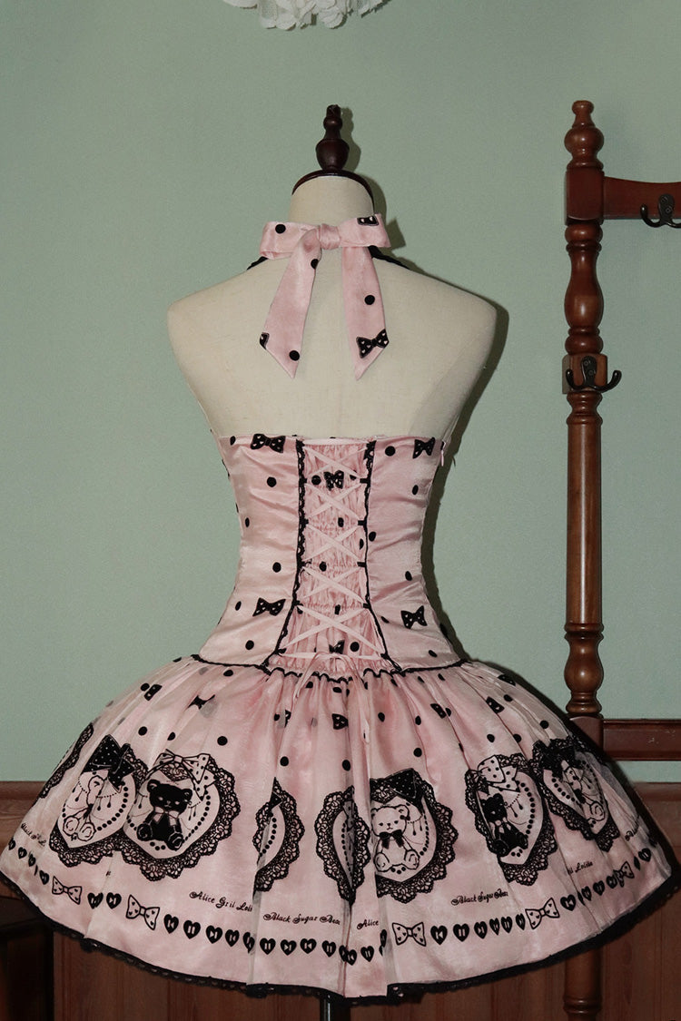 Sugar Bear - Halterneck Sleeveless Embroidered Bow Sweet Lolita Dress - image 9