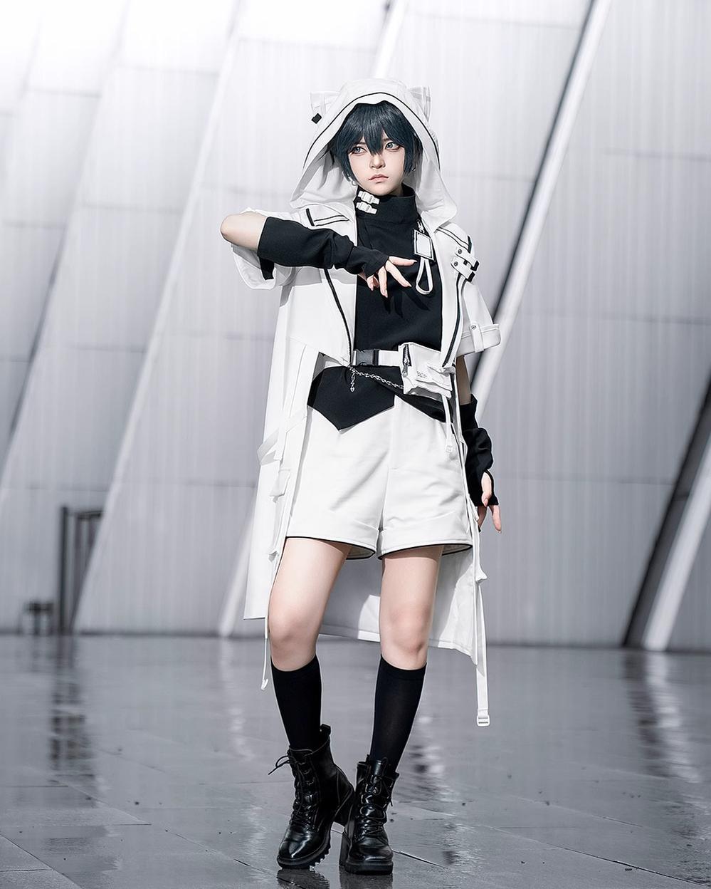 White Cat - Futuristic Style Cool Lolita Pants Suit With Cat Ear Coat - image 5