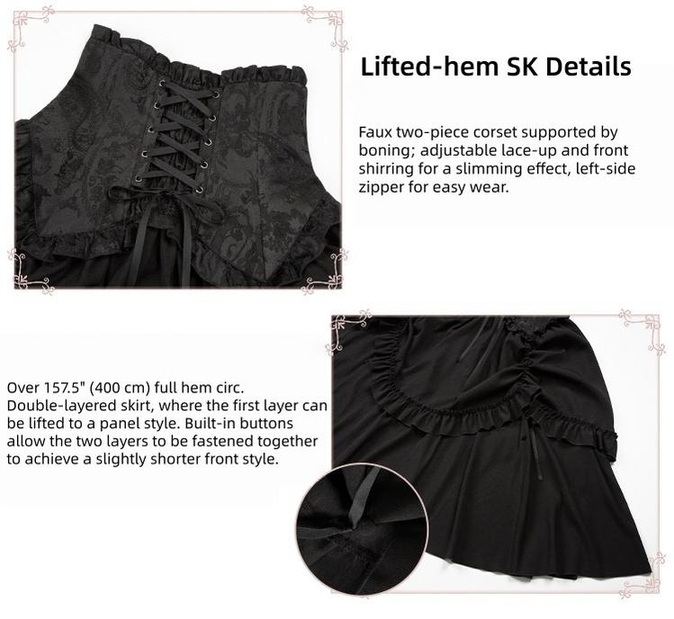 Blake - Boning Gothic Lolita Mermaid Skirt, Lifted-hem SK and Accessories - image 7