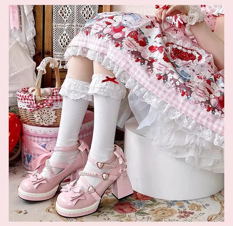 Crush Complex - Sweet Lolita Heel Shoes, Pearls & Bows - image 16