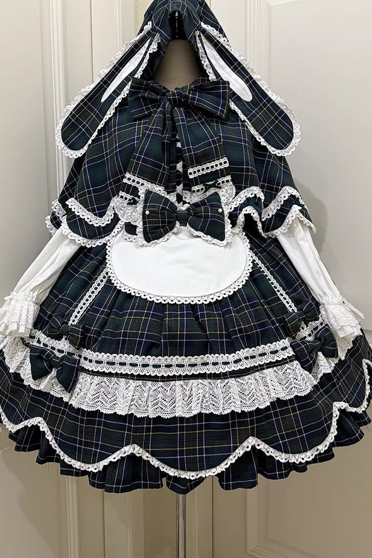Gingham Petal Bunny - Sweet Lolita OP Dress in Green - image 17