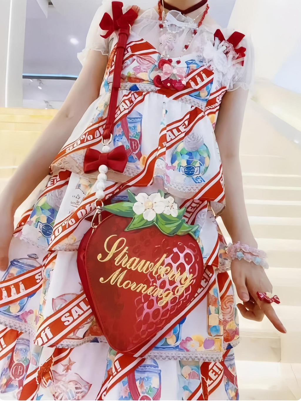 A Strawberry - Sweet Lolita Crossbody Bag Strawberry Printed Handbag - image 4