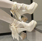 Glass Floral House - Elegant Lolita Shoes, Transparent Heels with 3D Floral - image 7