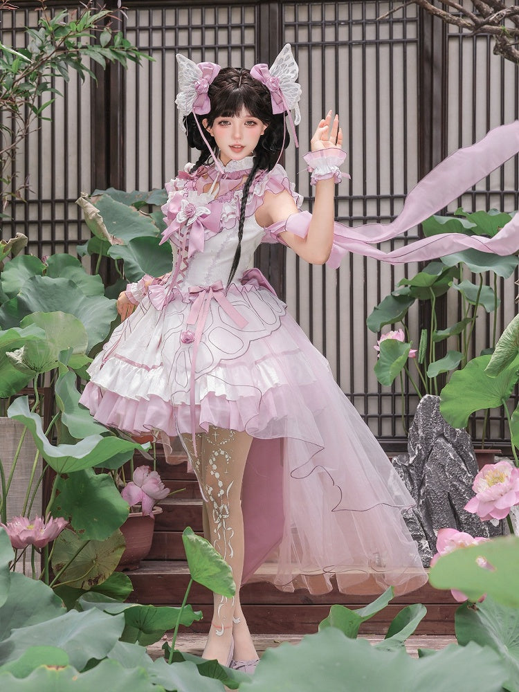 Chinese-Inspired Butterfly Lolita Dress Set with Headpiece and Wrist Cuffs - image 1