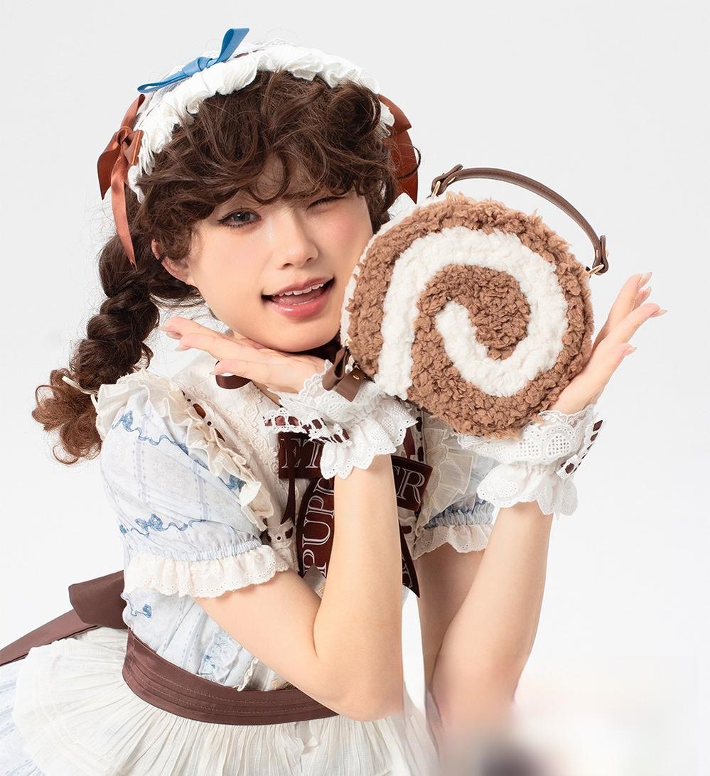 Little Swiss Roll - Cute Plush Lolita Bag, Adjustable Crossbody Strap - image 2