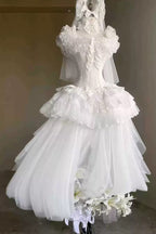 Pure White Prayer · Snow Love - Square Collar Ruffled Bow Lace Classic Gothic Lolita Dress Set - image 1