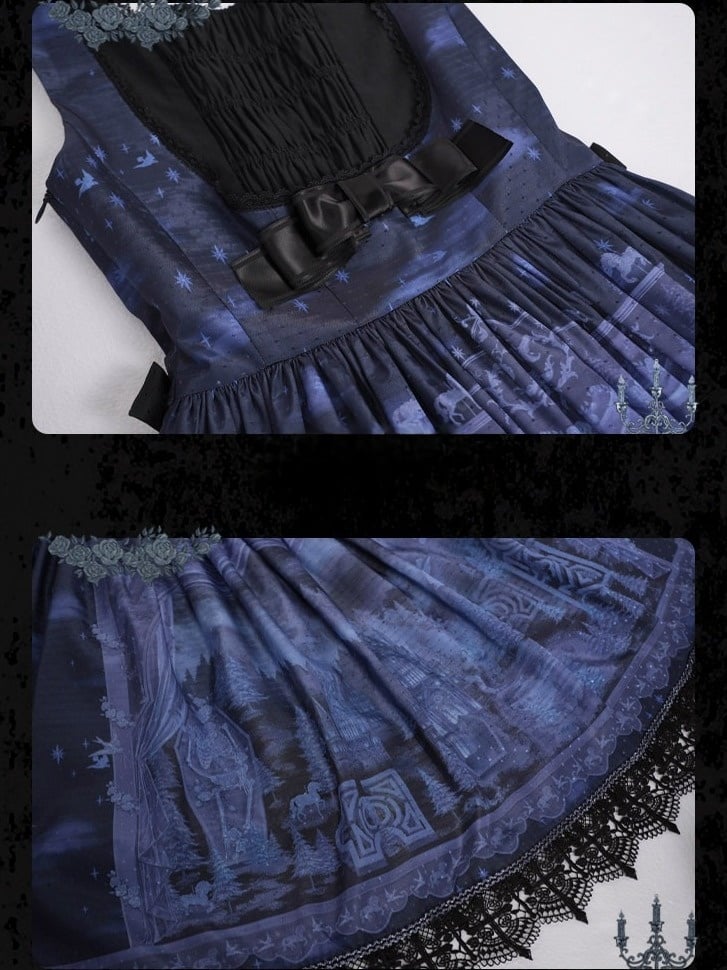 Floral Print Lace-Up Back JSK Dress - image 3