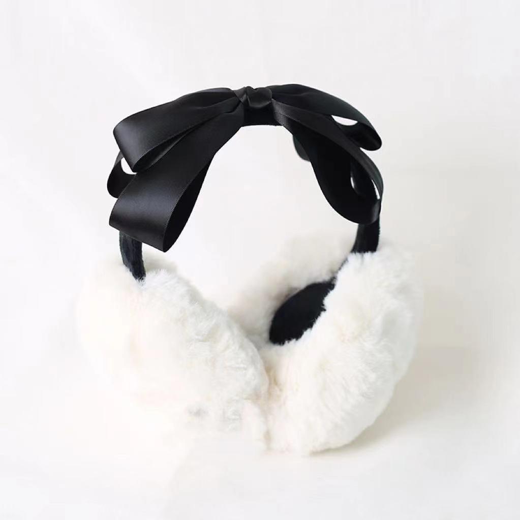 Winter Lolita Bow Plush Earmuffs - image 2