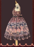Chocolate Carousel - Peter Pan Collar Old School Lolita JSK Dress, Carousel Print and Accessories - image 6