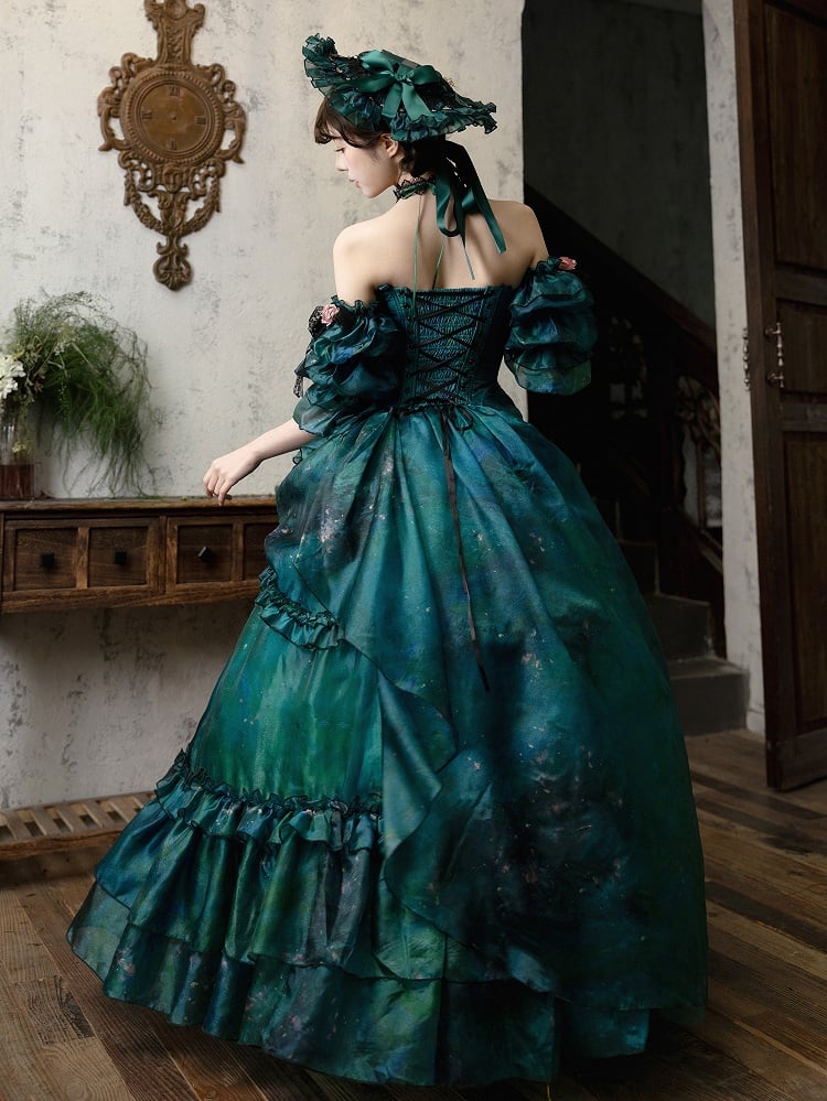 Green Forest Fairy Oil Painting Lolita Skirt - image 4