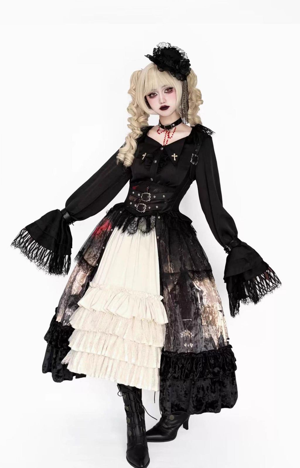 Heretic Nun - Halloween Gothic Lolita JSK Dress & Blouse Set - image 4
