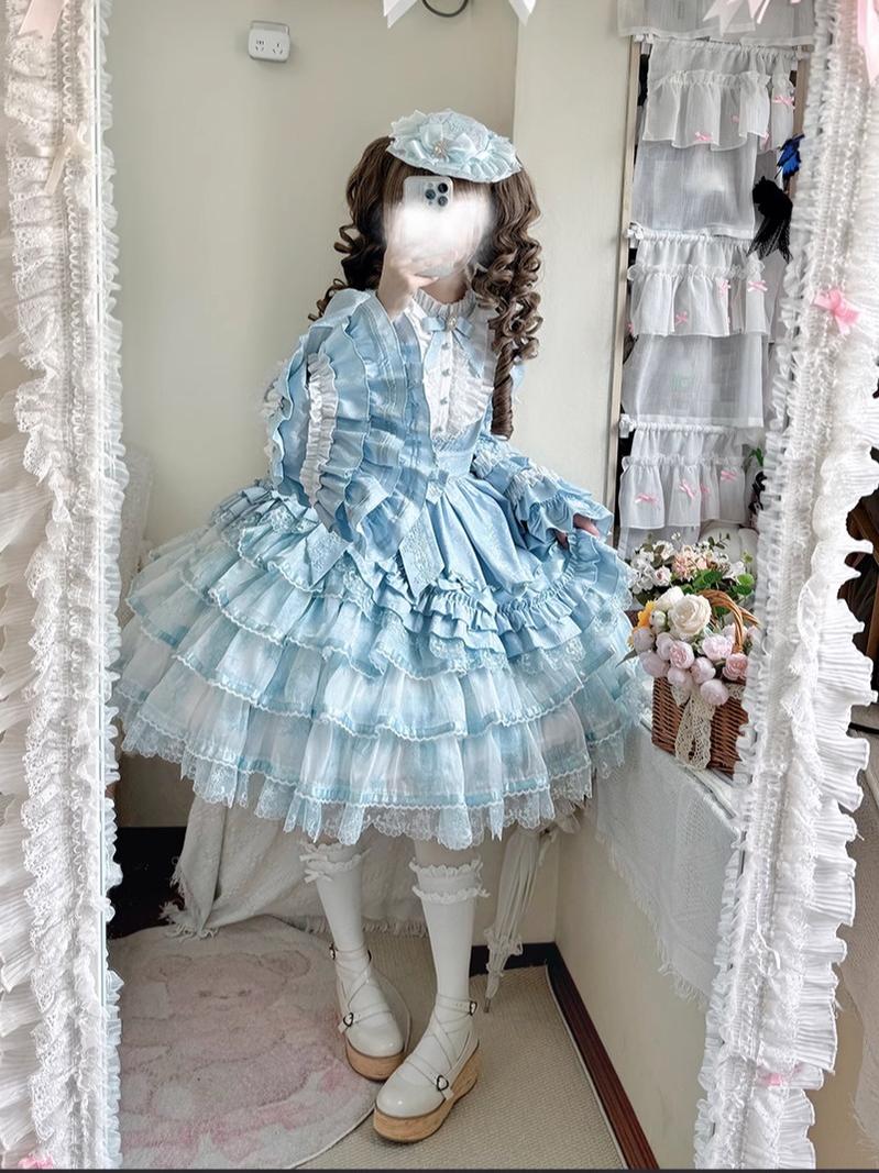 Solo Puppet Sweet Lolita OP Dress with Princess Long Sleeves - image 9