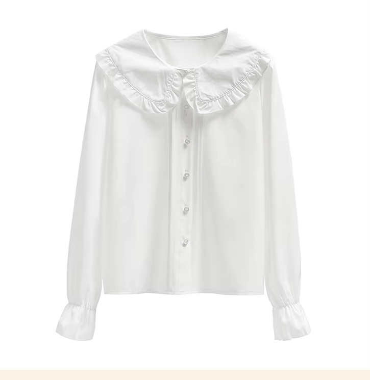 Plus Size Lolita Shirt Long Sleeve Doll Collar Blouse - image 12